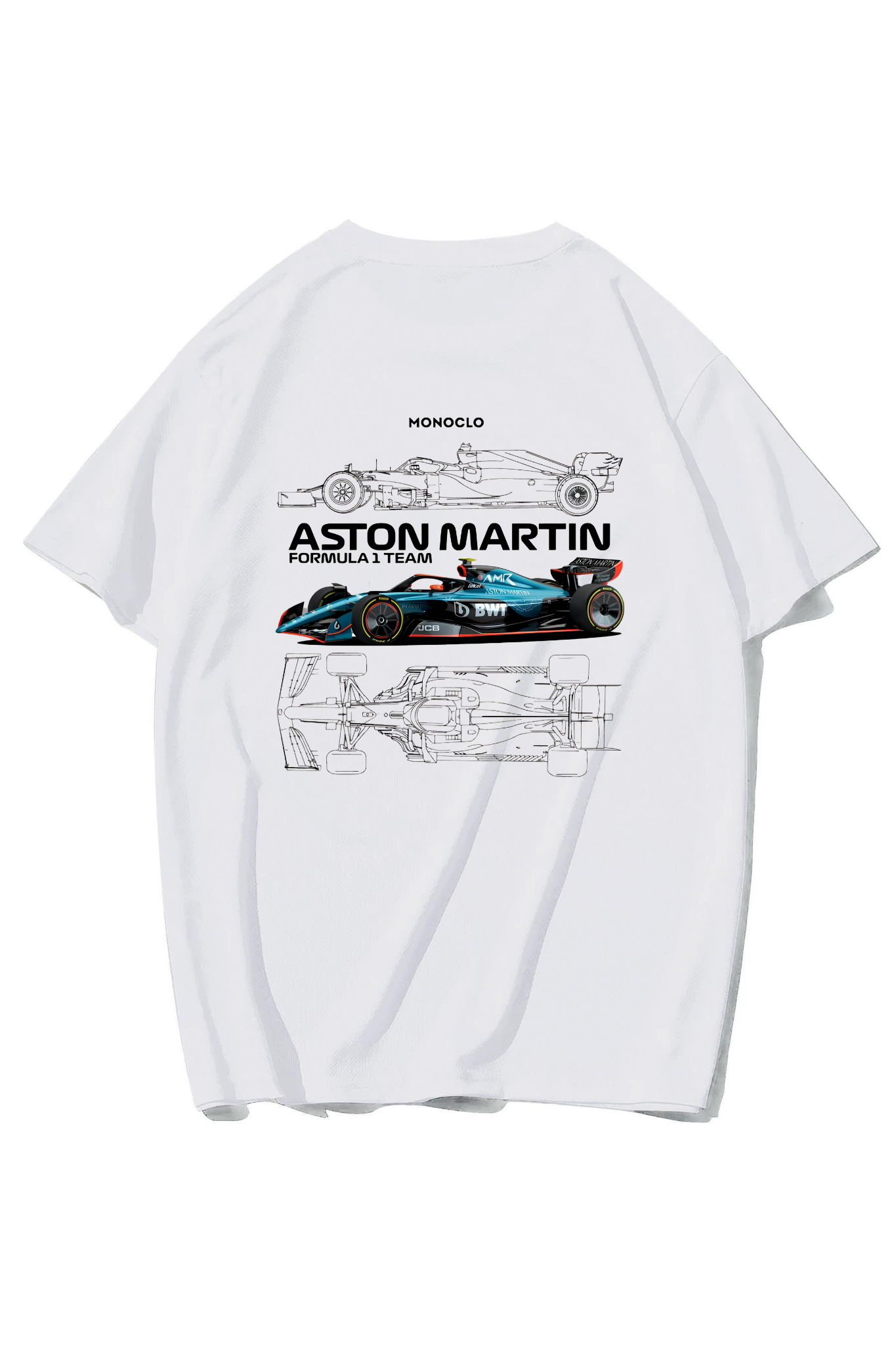 BRZ Collection Unisex Oversize Aston Martini F1 T-Shirt (BEYAZ)