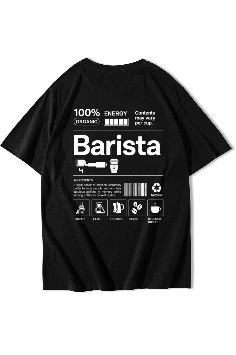 BRZ Collection Unisex Oversize Barista T-shirt Siyah