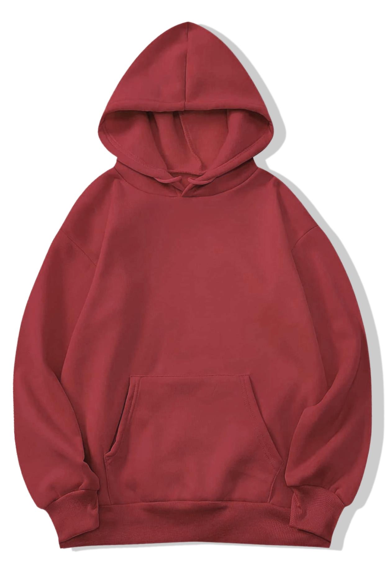 BRZ Collection Unisex Oversize Basic Hoodie Kiremit Kırmızı