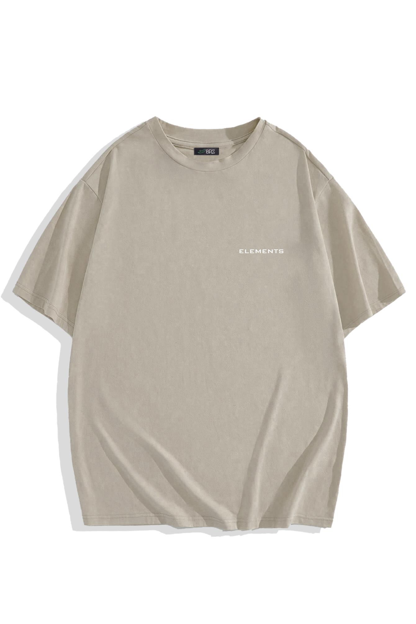 BRZ Collection Unisex Oversize Basic T-shirt Bej