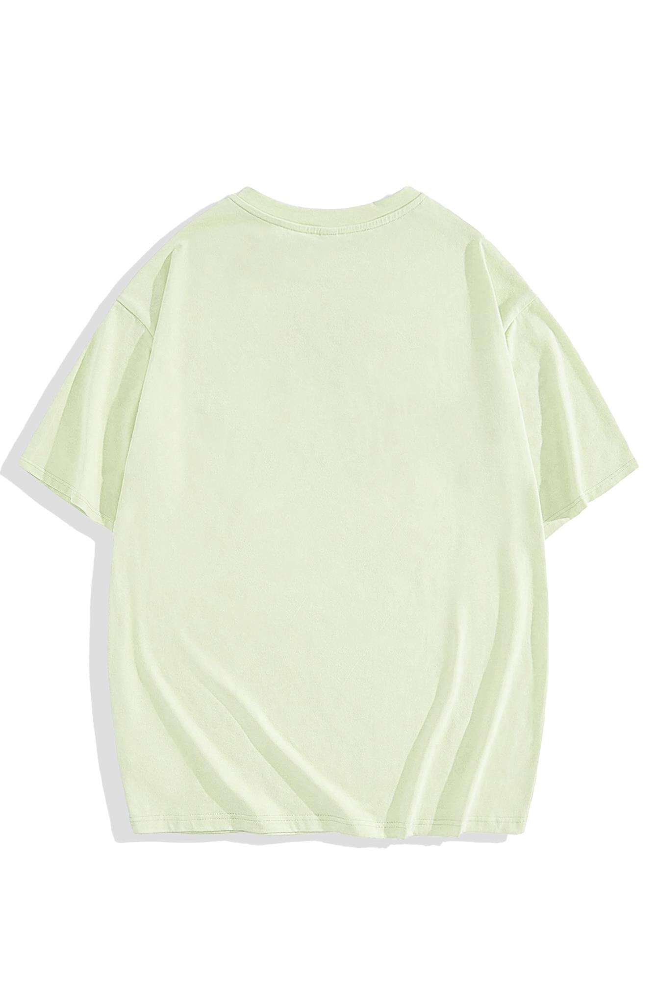 BRZ Collection Unisex Oversize Basic T-shirt Açık Yeşil