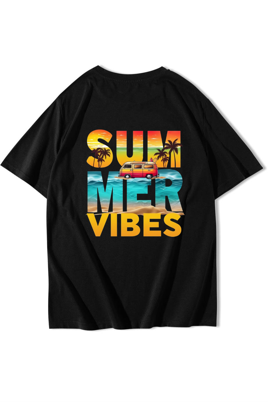 BRZ Collection Unisex Oversize Beach Summer Vibes T-shirt Siyah