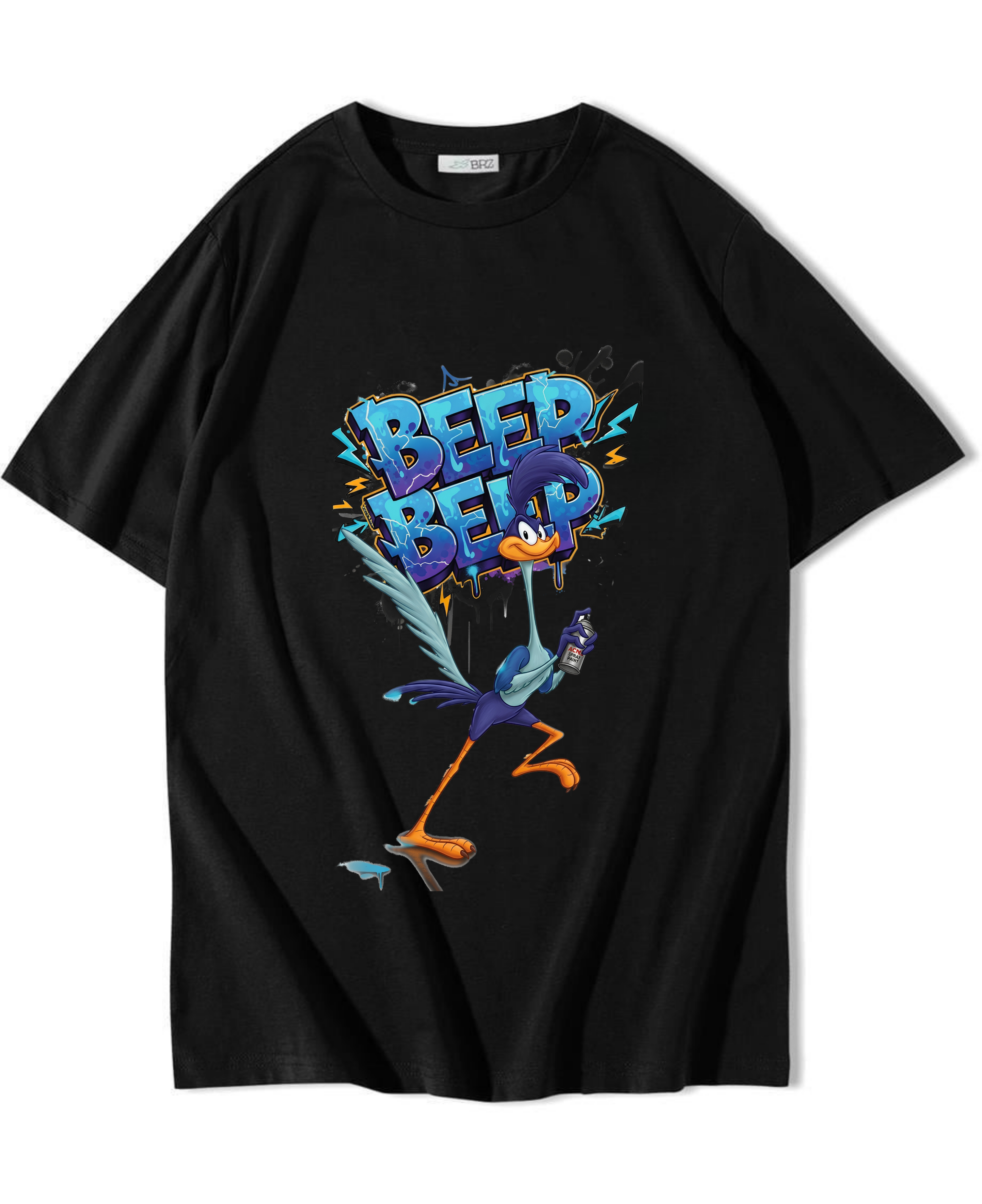 BRZ Collection Unisex Oversize Beep Beep T-shirt Siyah