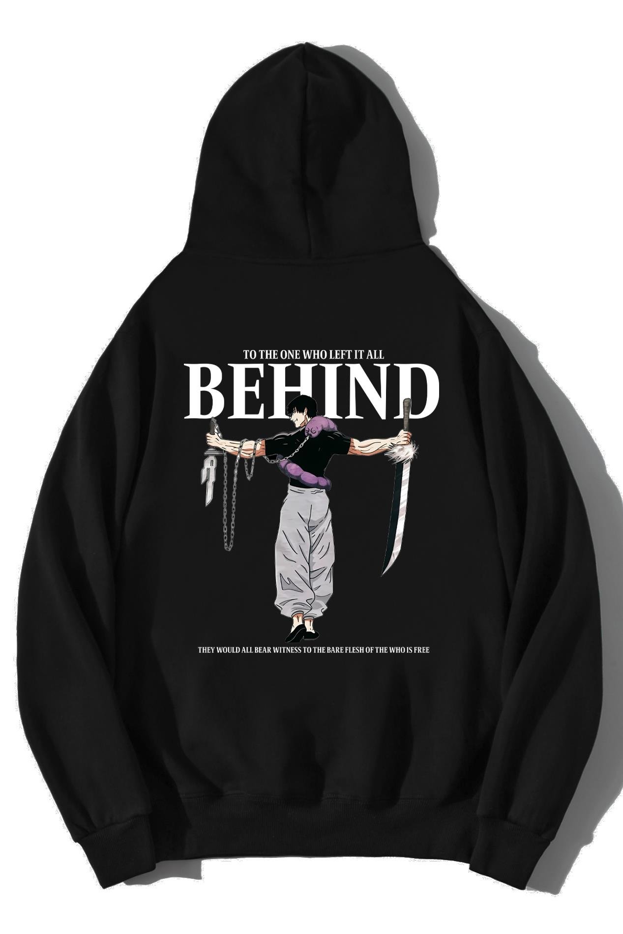 BRZ Collection Unisex Oversize Behind Anime Hoodie Siyah