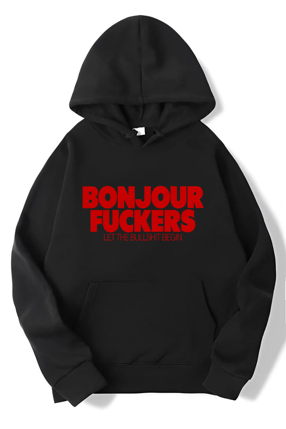BRZ Collection Unisex Oversize Bonjour Fuckers Hoodie Siyah