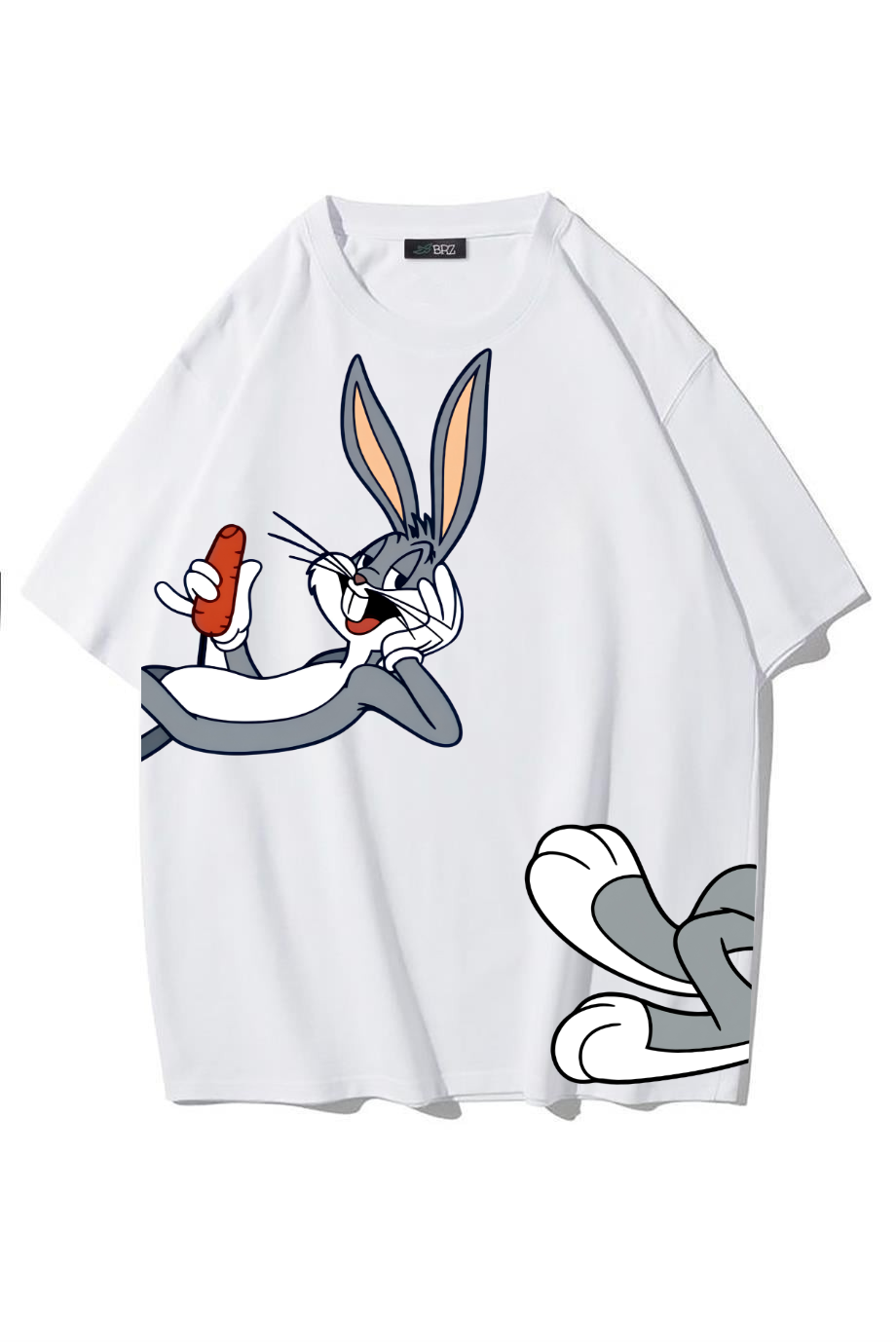 BRZ Collection Unisex Oversize Bugs BunnyT-shirt (BEYAZ)