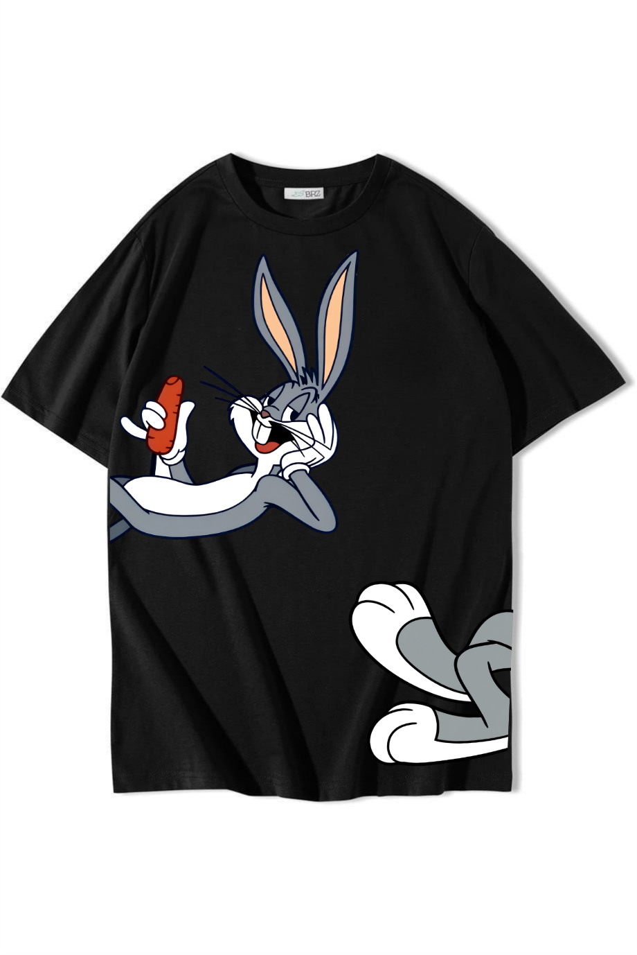 BRZ Collection Unisex Oversize Bugs Bunny T-shirt Siyah