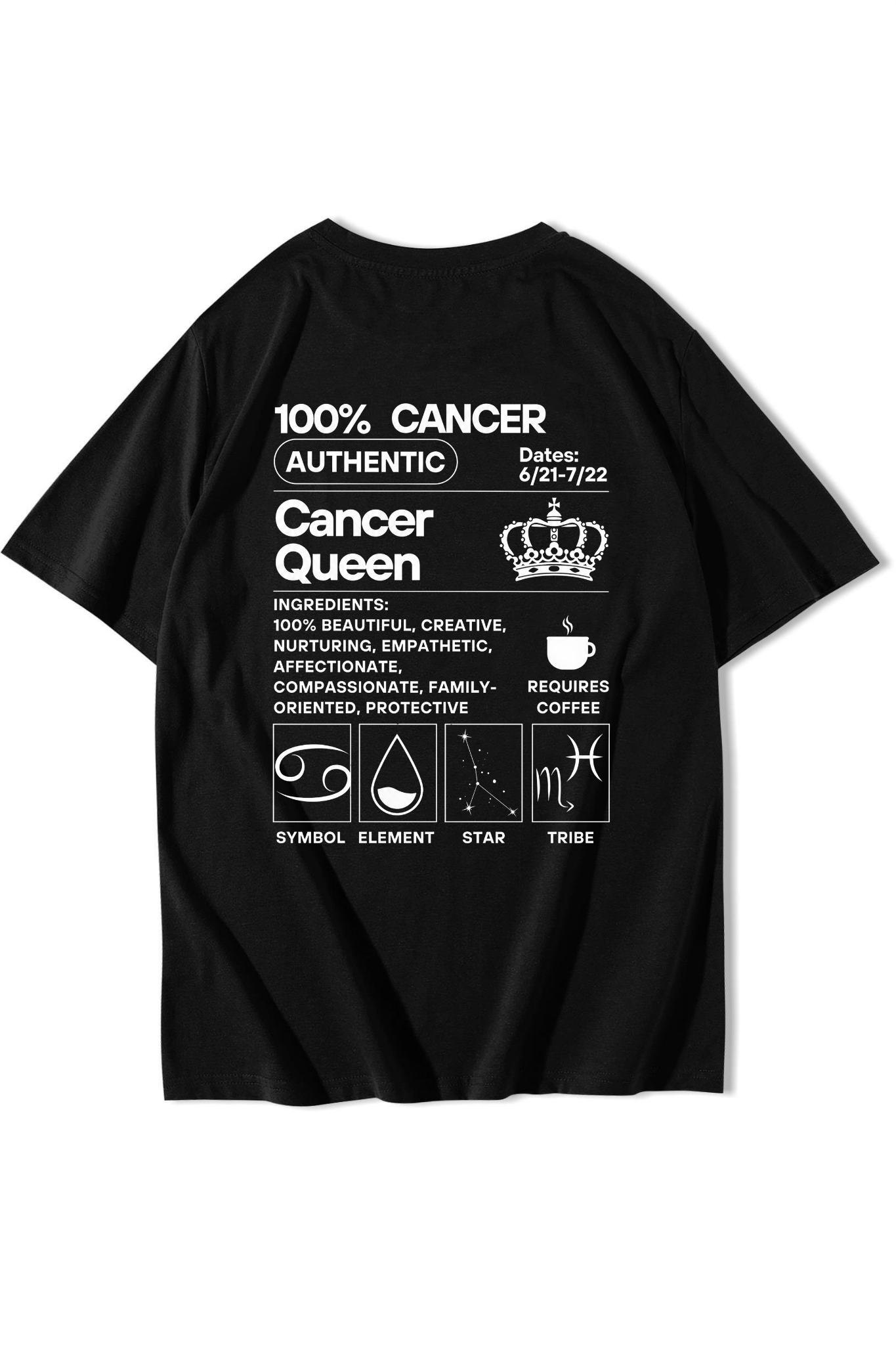 BRZ Collection Unisex Oversize Cancer T-Shirt Siyah