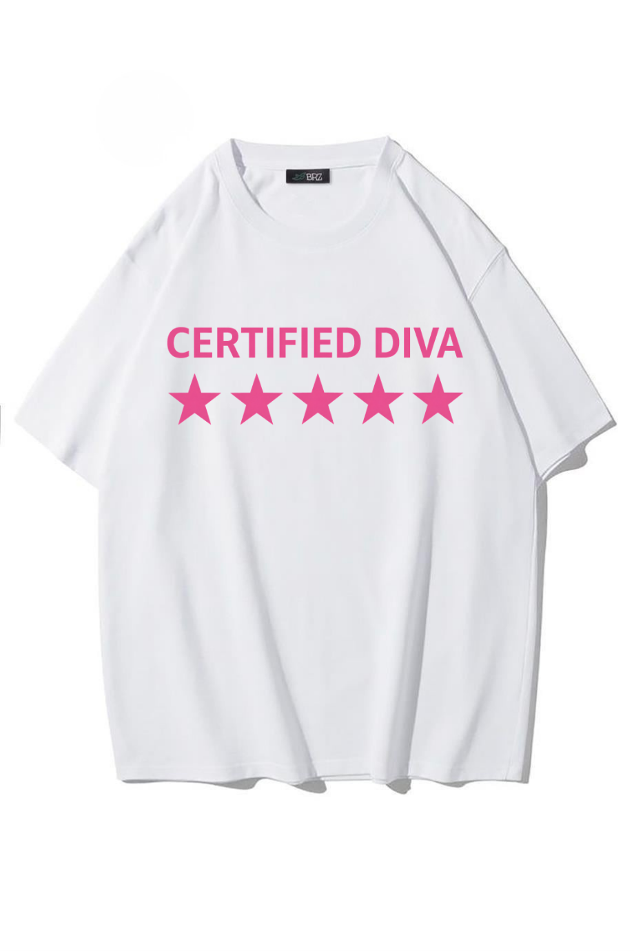 BRZ Collection Unisex Oversize Certified Diva T-shirt (BEYAZ)