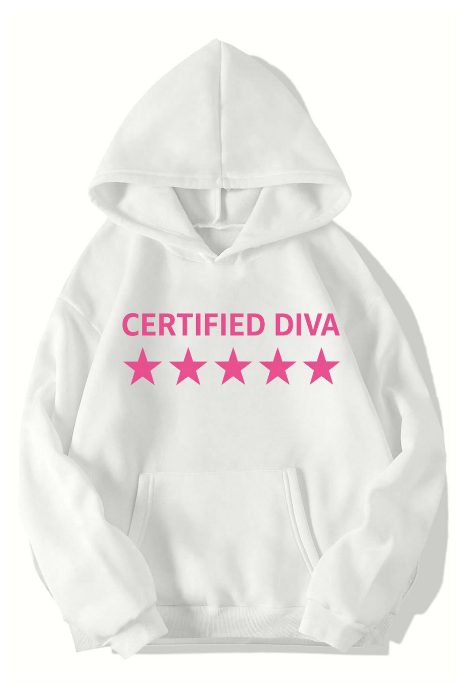 BRZ Collection Unisex Oversize Certified Diva Hoodie (BEYAZ)