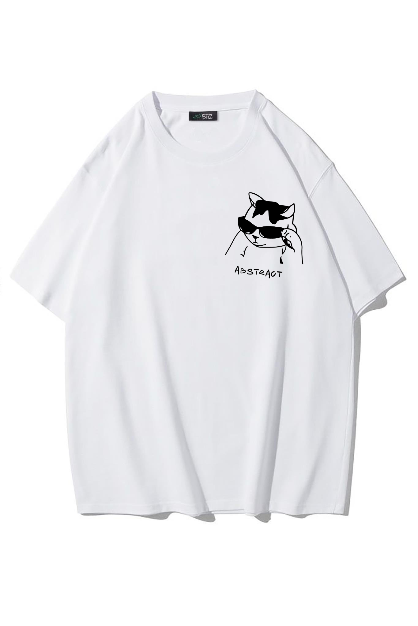BRZ Collection Unisex Oversize Chase Abstract T-shirt (BEYAZ)
