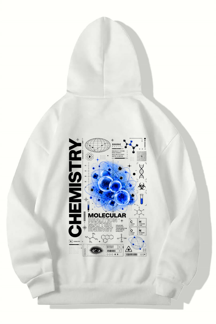 BRZ Collection Unisex Oversize Chemistry Hoodie (BEYAZ)