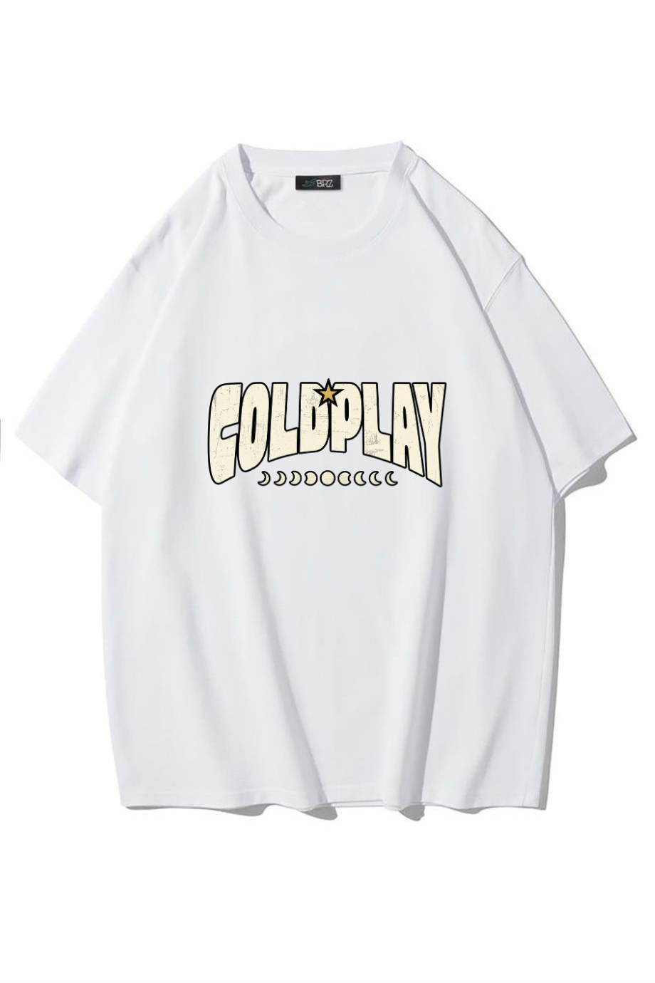 BRZ Collection Unisex Oversize Coldplay T-shirt BEYAZ