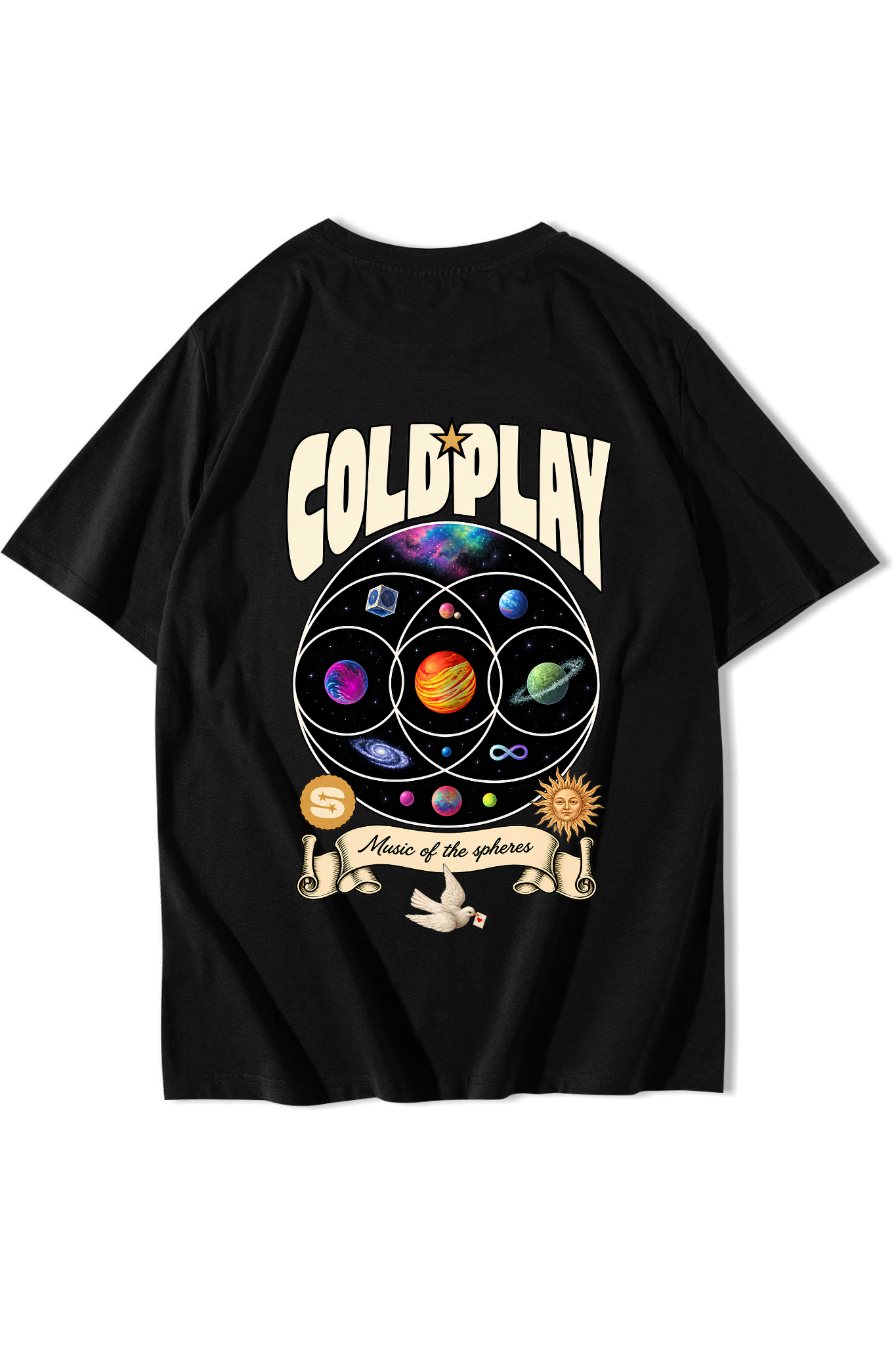 BRZ Collection Unisex Oversize Coldplay T-shirt Siyah