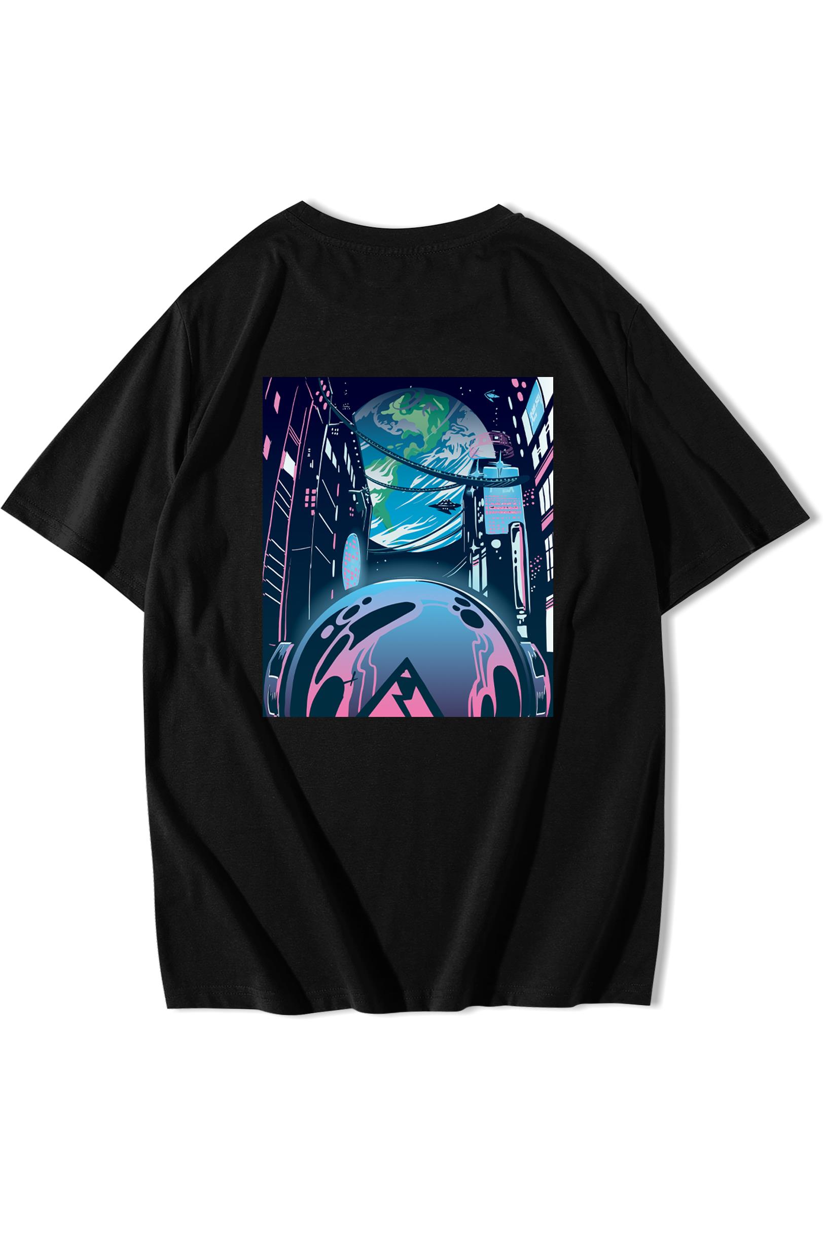 BRZ Collection Unisex Oversize Cyberpunk City T-shirt