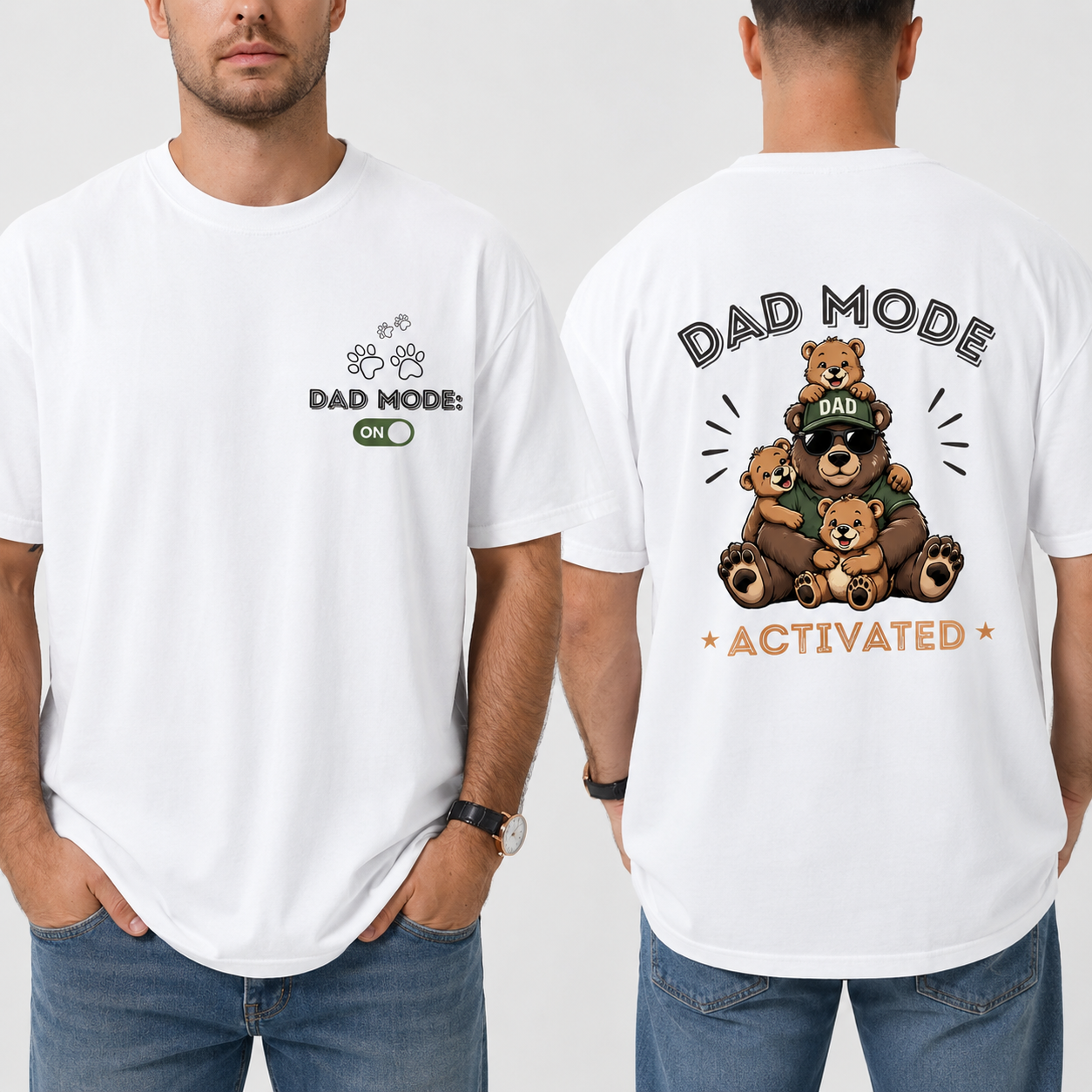 BRZ Collection Unisex Oversize Dad Mood T-shirt (BEYAZ)