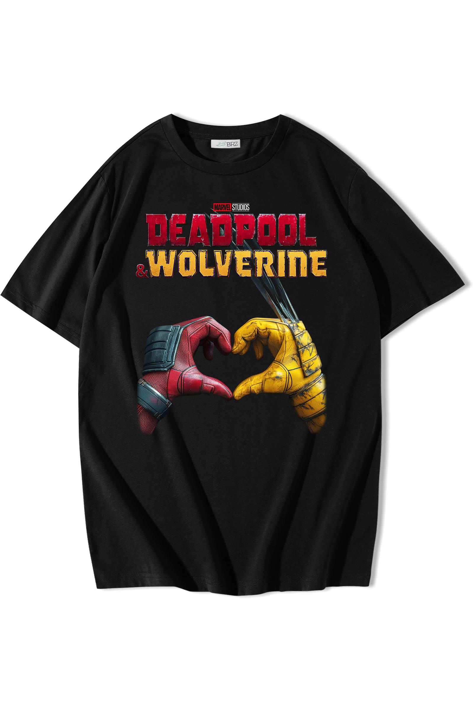 BRZ Collection Unisex Oversize Deadpool & Wolverine Heart T-shirt