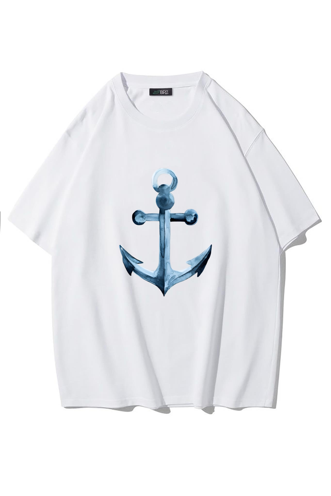 BRZ Collection Unisex Oversize Denizci Çapa T-shirt (BEYAZ)