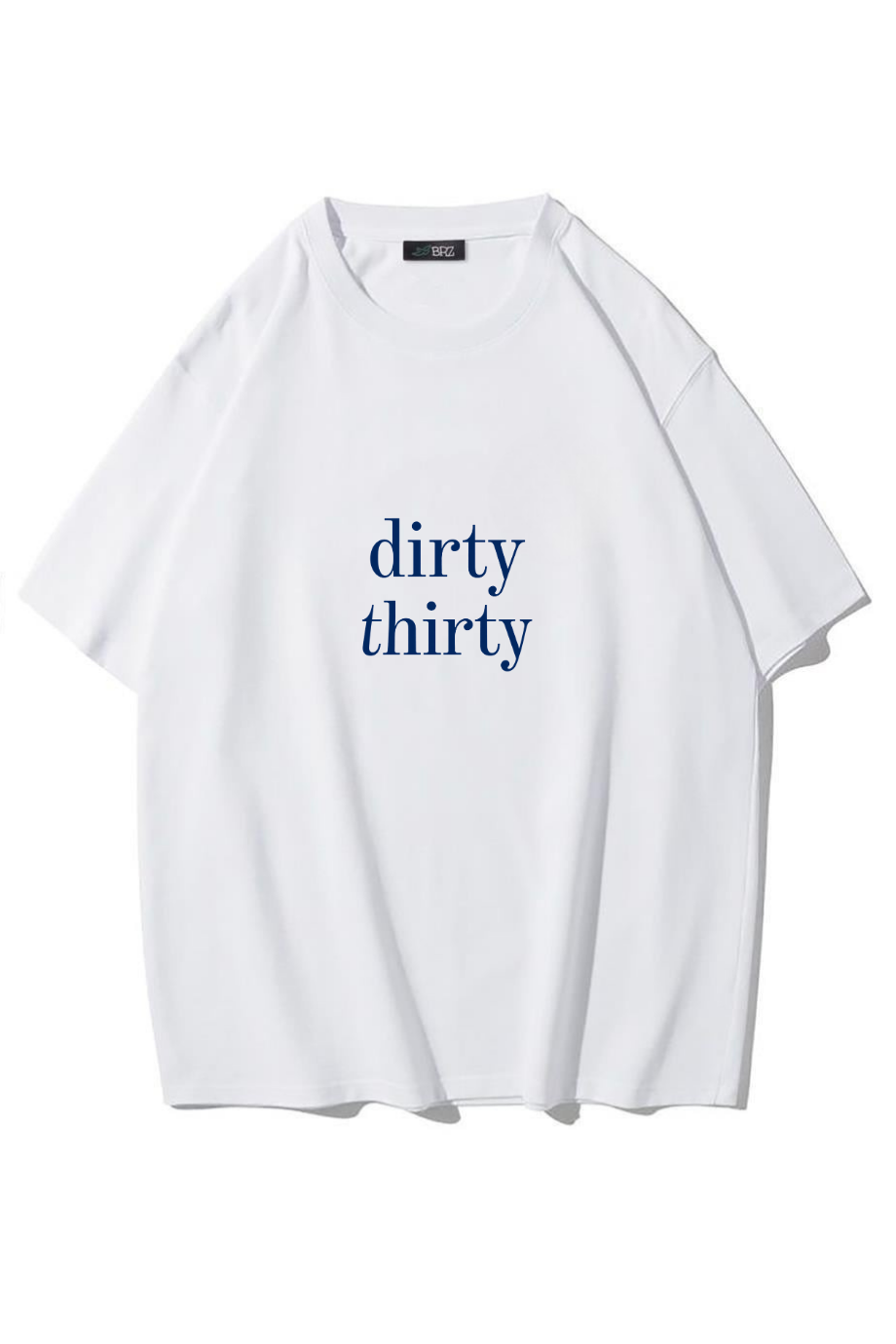 BRZ Collection Unisex Oversize Dirty Thirty (Lacivert) T-shirt BEYAZ
