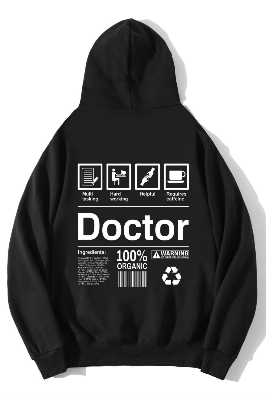 BRZ Collection Unisex Oversize Doctor Hoodie Siyah