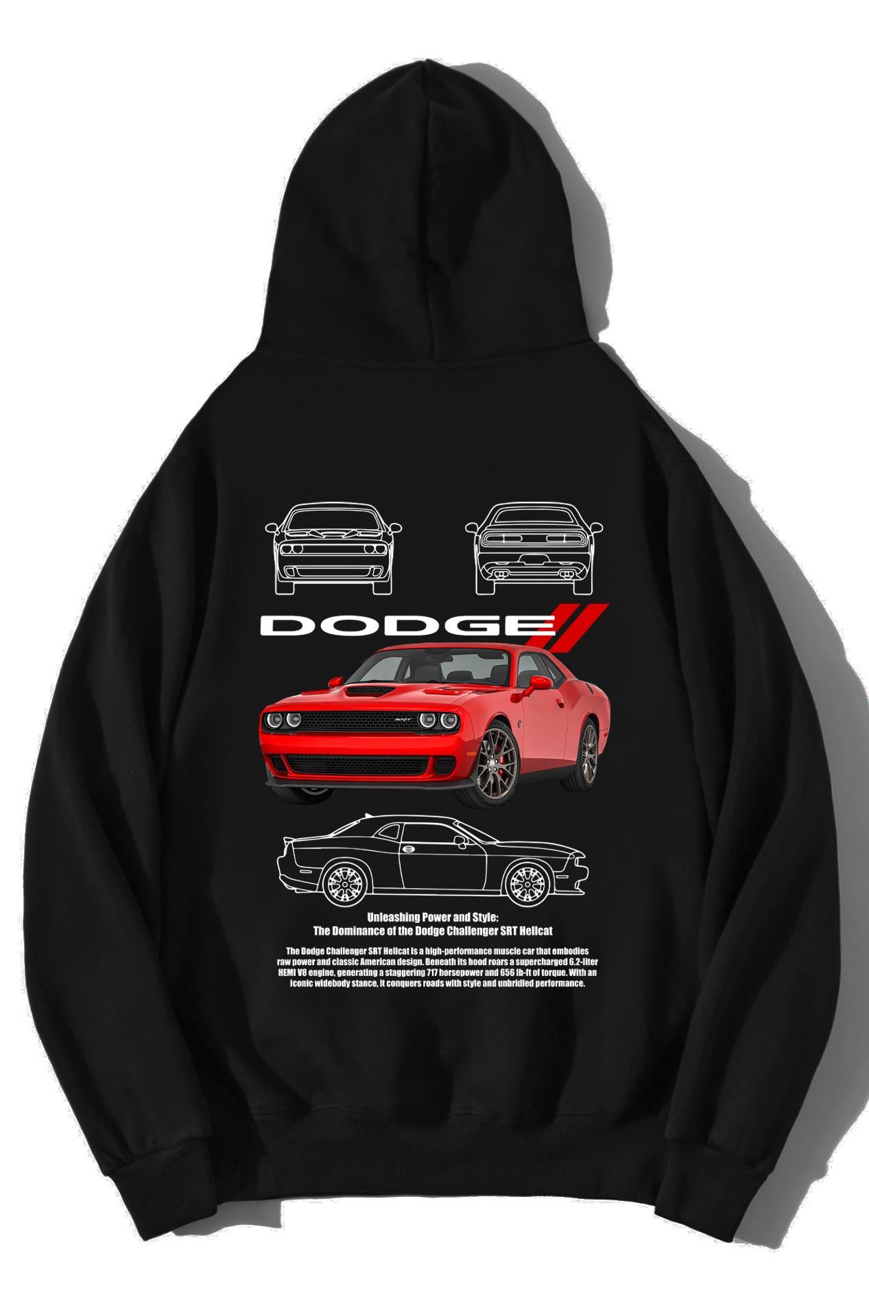 BRZ Collection Unisex Oversize Dodge Challenger SRT Hellcat Hoodie