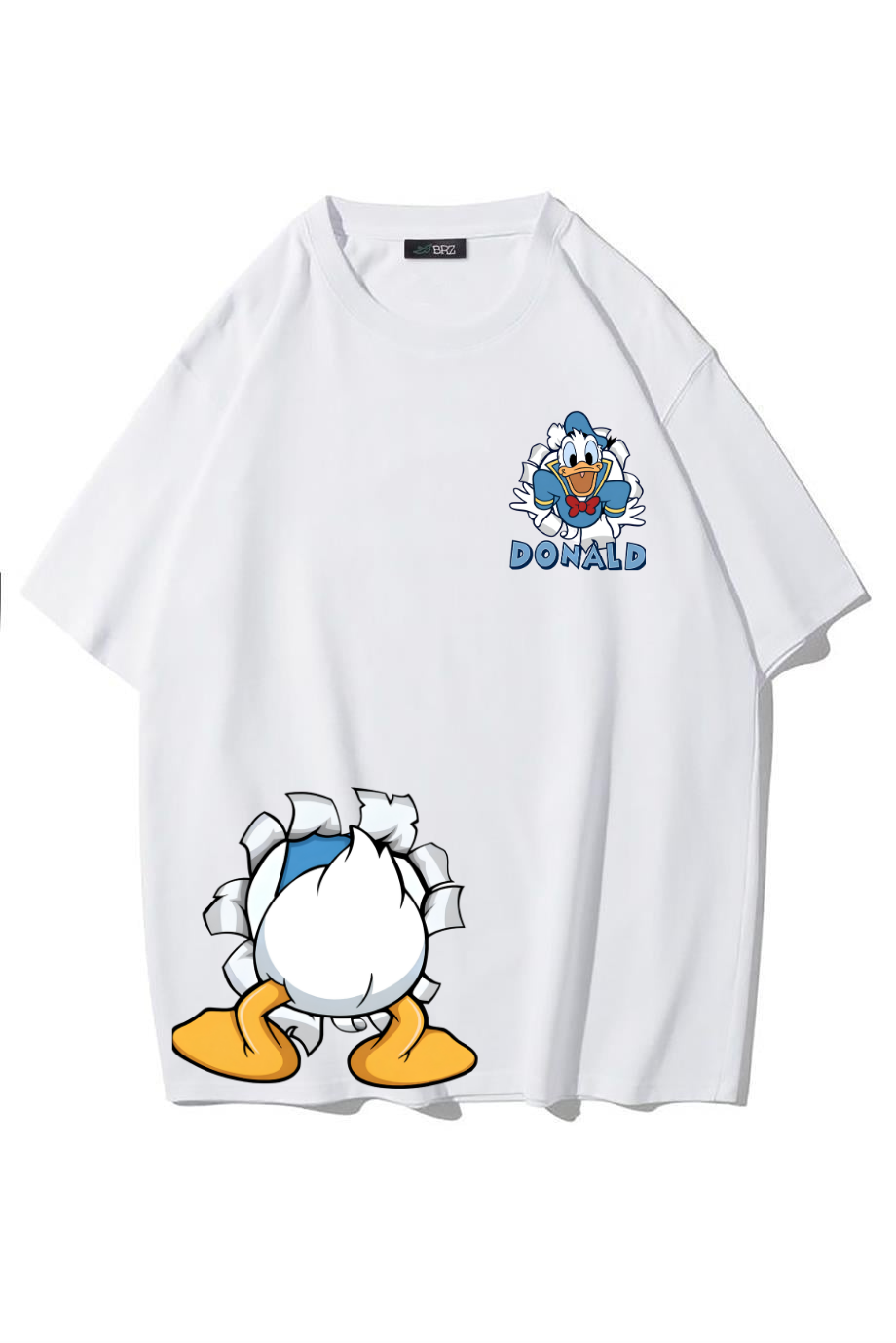 BRZ Collection Unisex Oversize Donald T-shirt (BEYAZ)