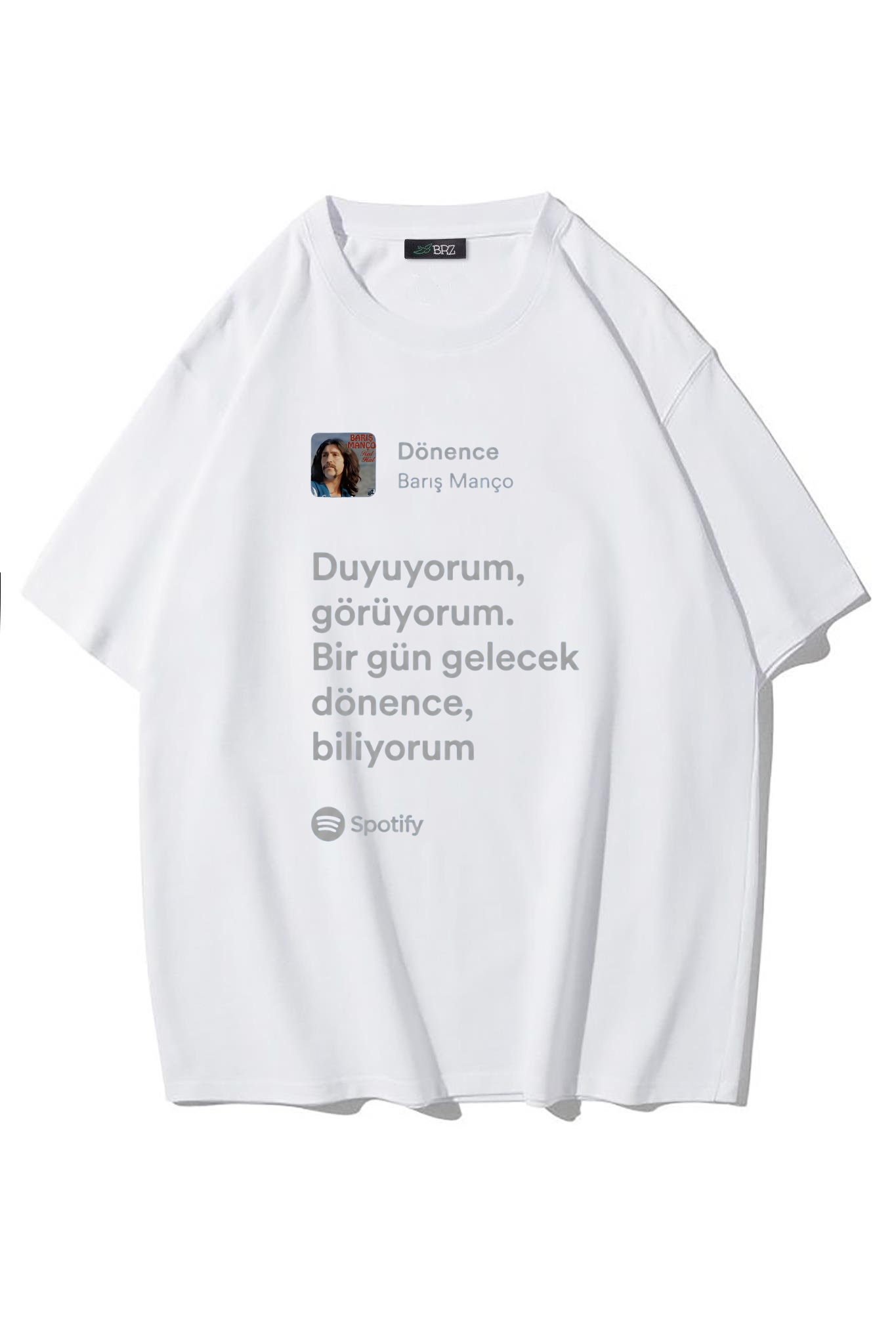BRZ Collection Unisex Oversize Dönence - Barış Manço T-shirt (BEYAZ)