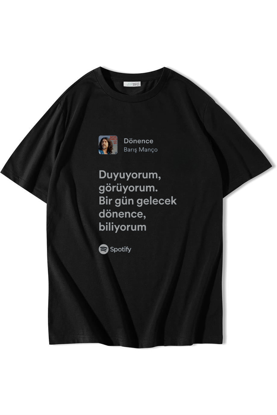 BRZ Collection Unisex Oversize Dönence - Barış Manço T-shirt Siyah
