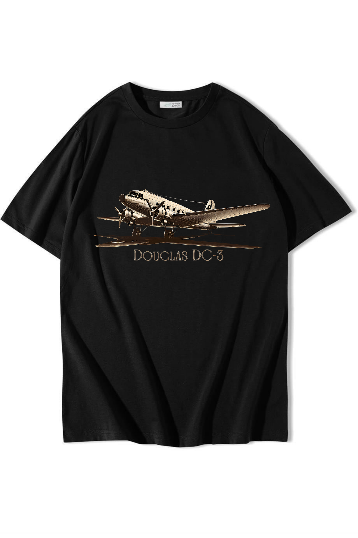 BRZ Collection Unisex Oversize Douglas DC3 T-shirt Siyah