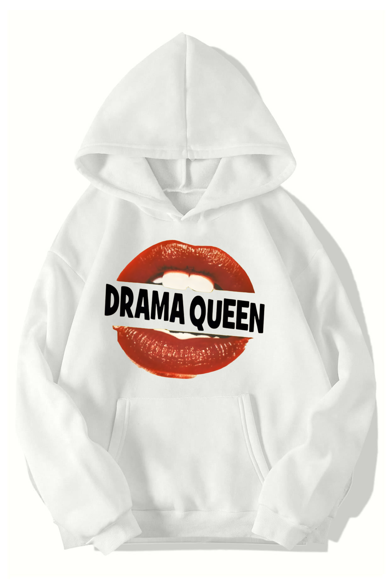 BRZ Collection Unisex Oversize Drama Queen HOODIE (BEYAZ)