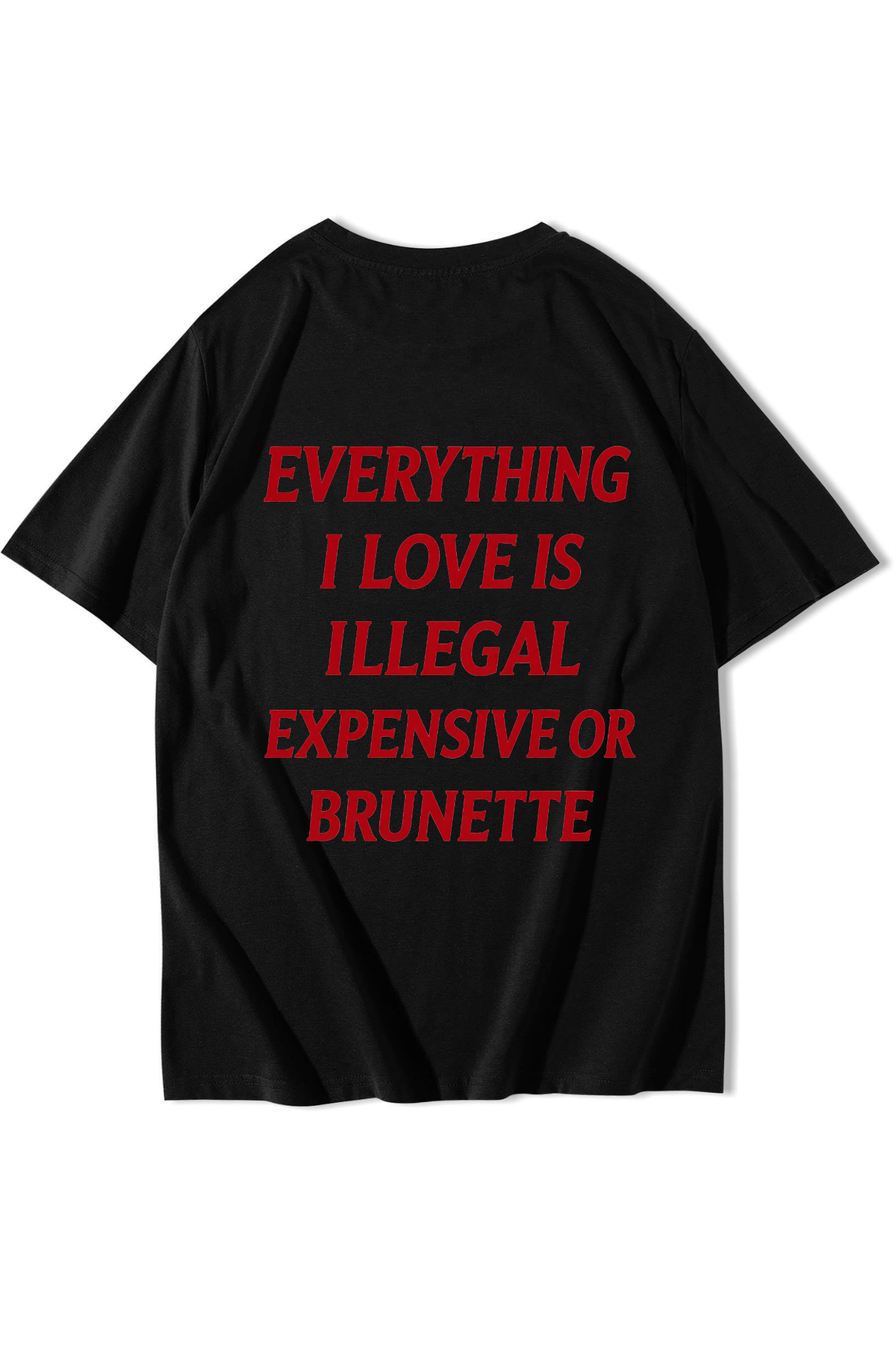 BRZ Collection Unisex Oversize Everything I Love Is Illegal Expensive Or Brunette T-shirt Siyah