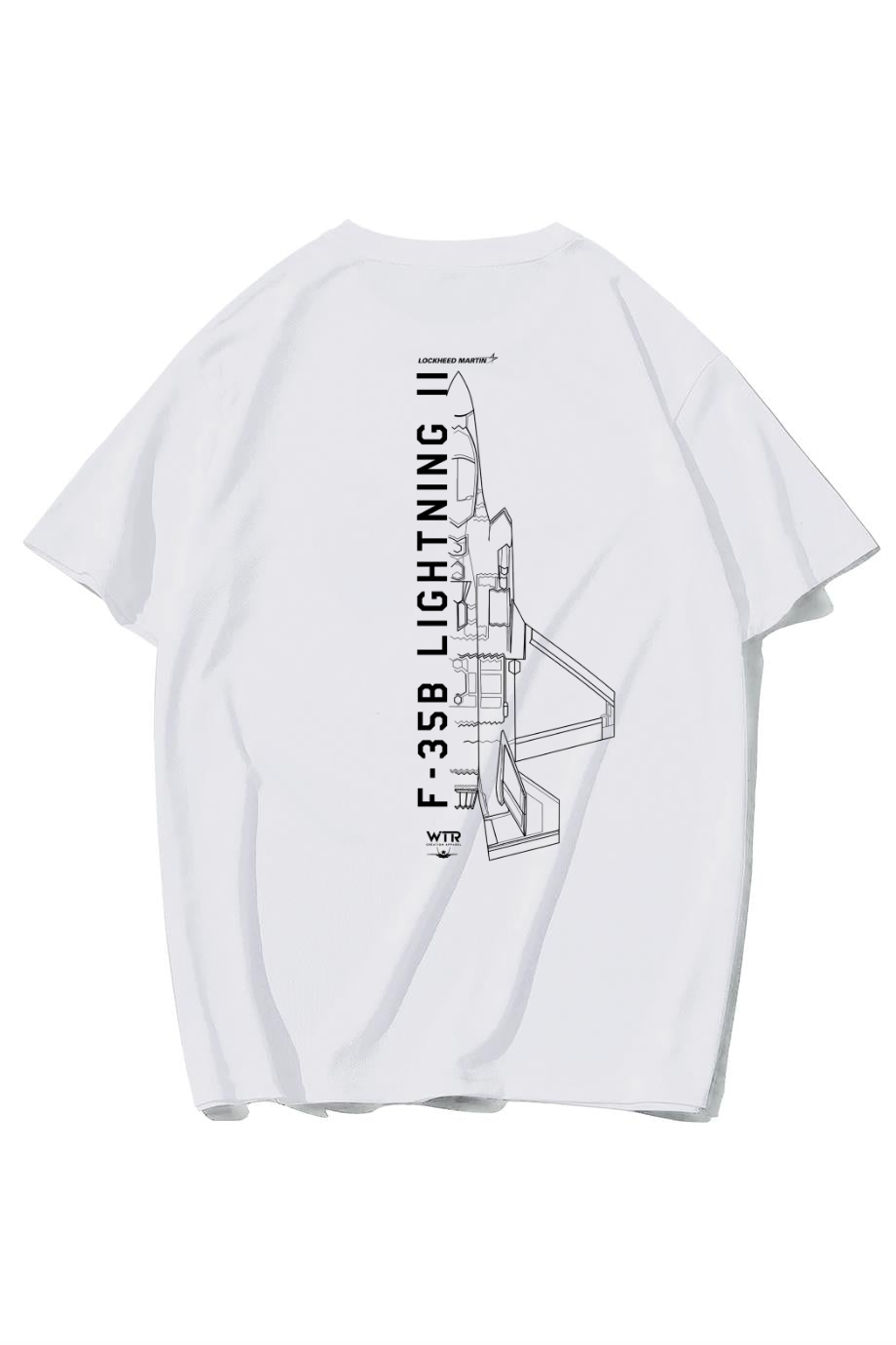 BRZ Collection Unisex Oversize F-35B Lightning T-shirt Beyaz