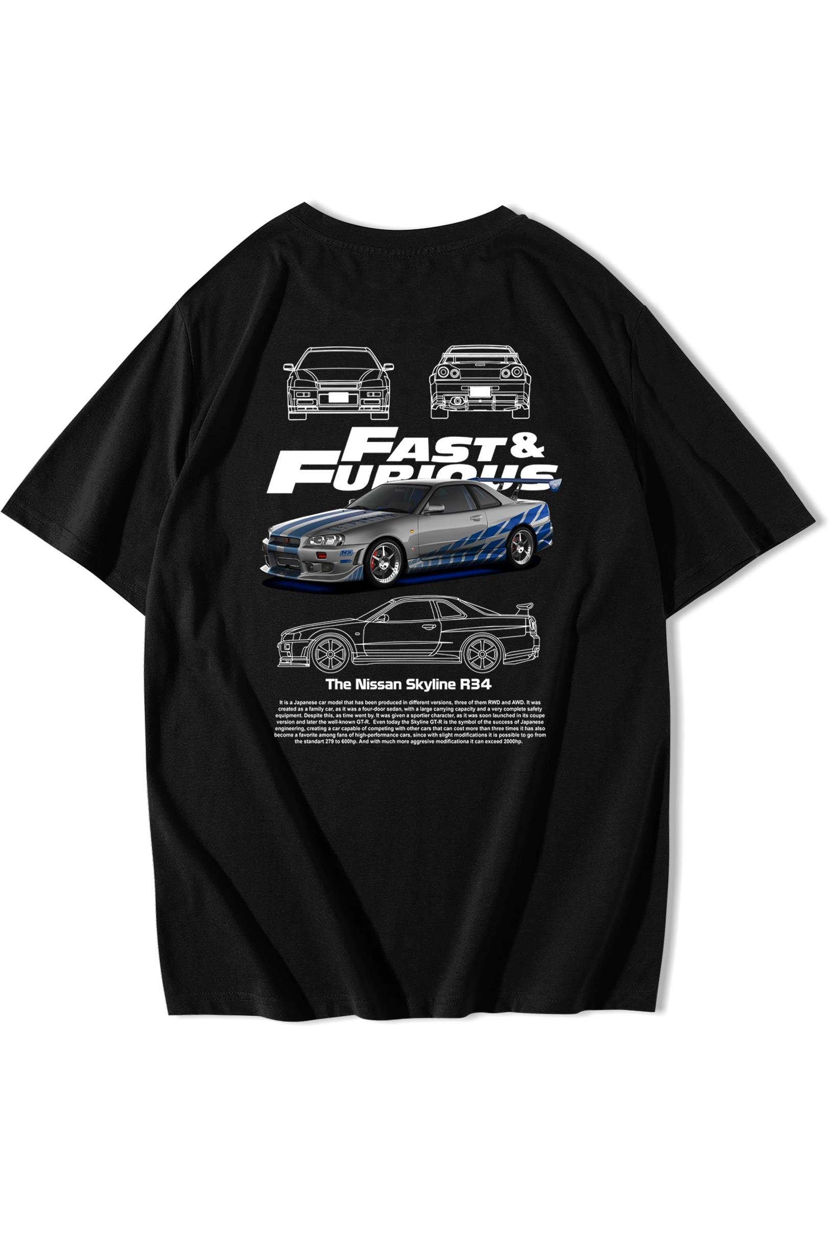 BRZ Collection Unisex Oversize Fast & Furious Nissan Skyline R34 T-shirt