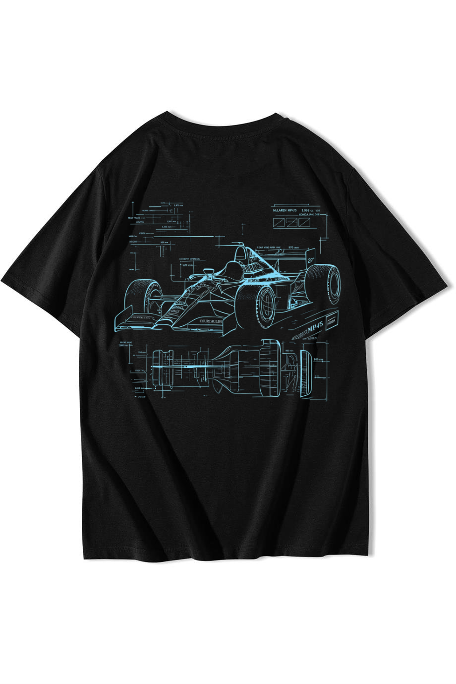 BRZ Collection Unisex Oversize Formula Yarış Arabası T-shirt Siyah