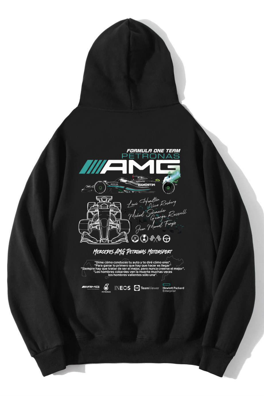 BRZ Collection Unisex Oversize Formula One Team Petronas AMG Hoodie Siyah