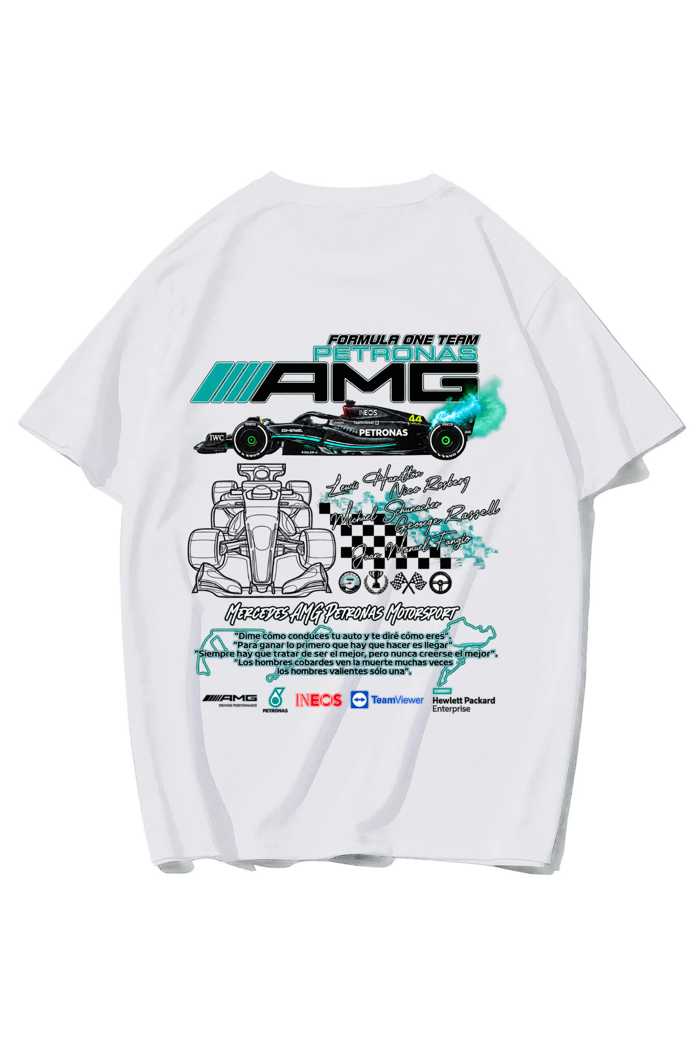 BRZ Collection Unisex Oversize Formula One Team Petronas AMG T-shirt (BEYAZ)