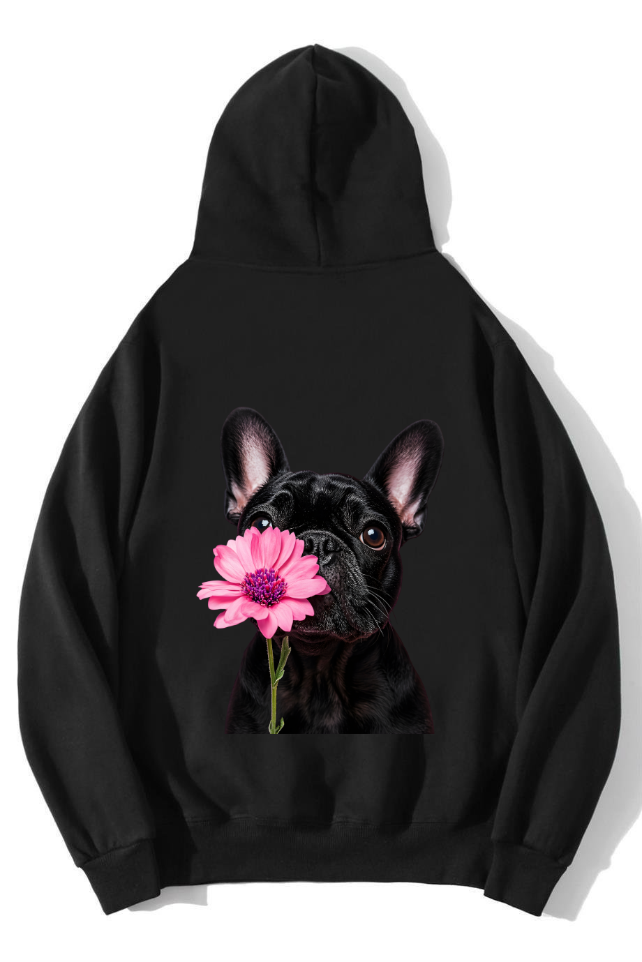 BRZ Collection Unisex Oversize French Bulldog Hoodie Siyah