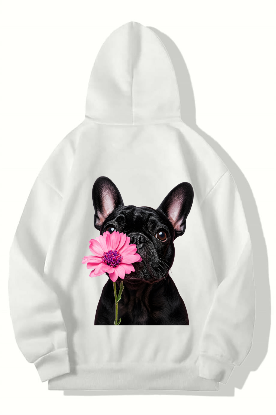 BRZ Collection Unisex Oversize French Bulldog HOODIE (BEYAZ)