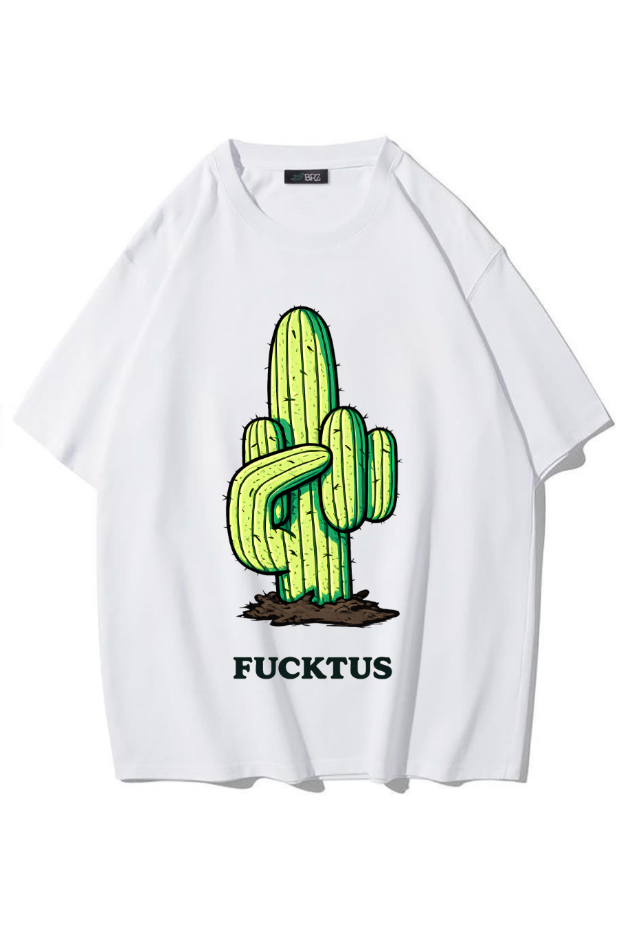 BRZ Collection Unisex Oversize Fucktus Büyük T-shirt BEYAZ