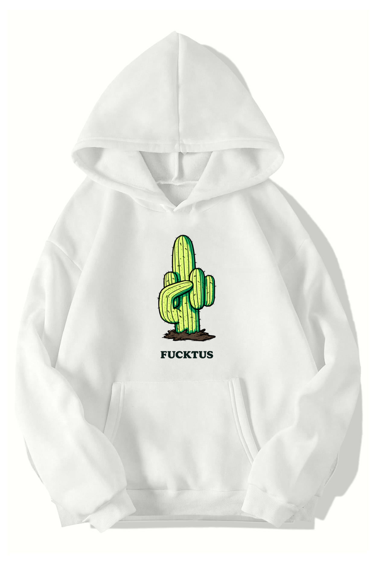 BRZ Collection Unisex Oversize FUCKTUS HOODIE (BEYAZ)