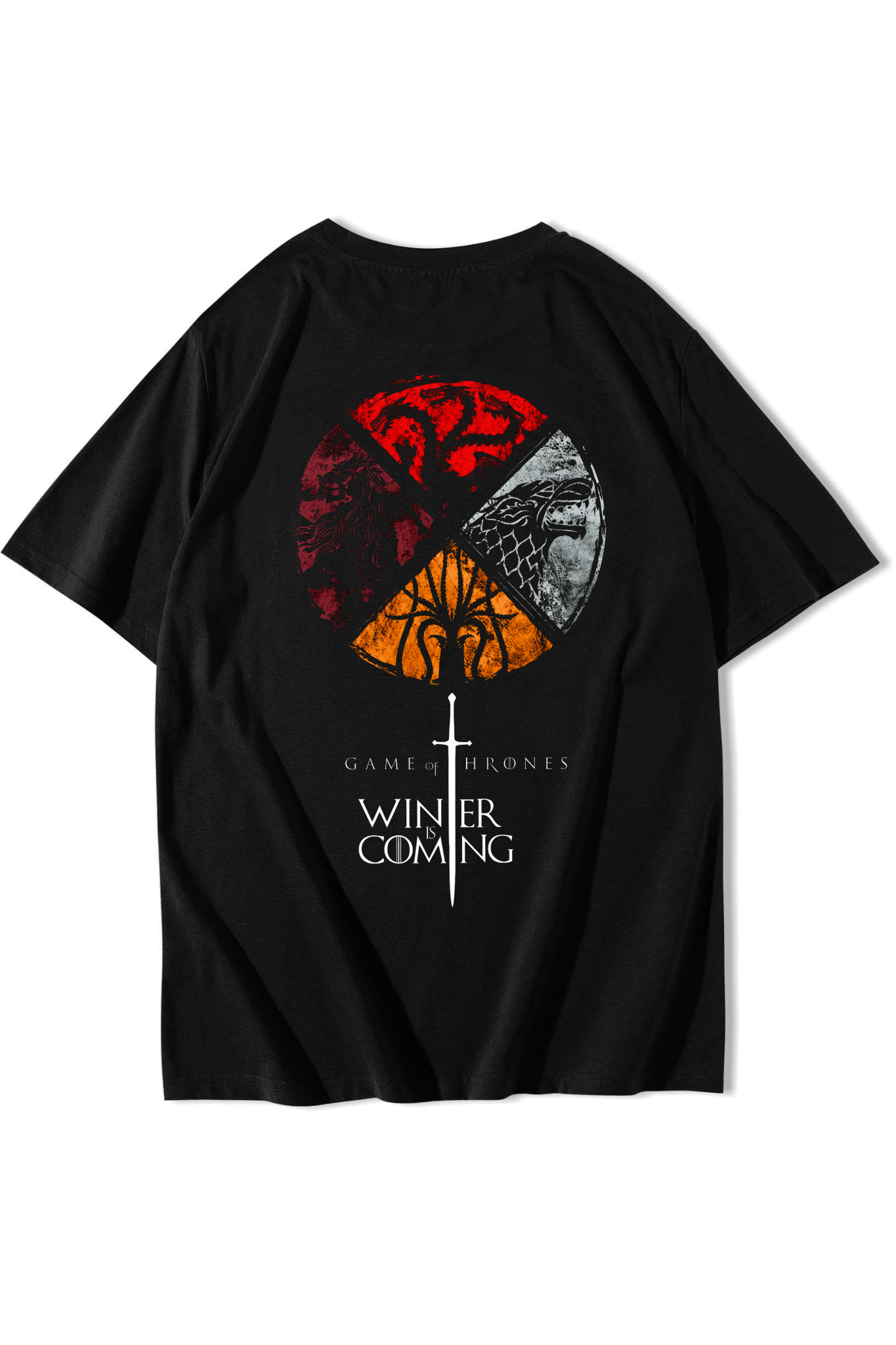 BRZ Collection Unisex Oversize Game Of Thrones T-Shirt Siyah