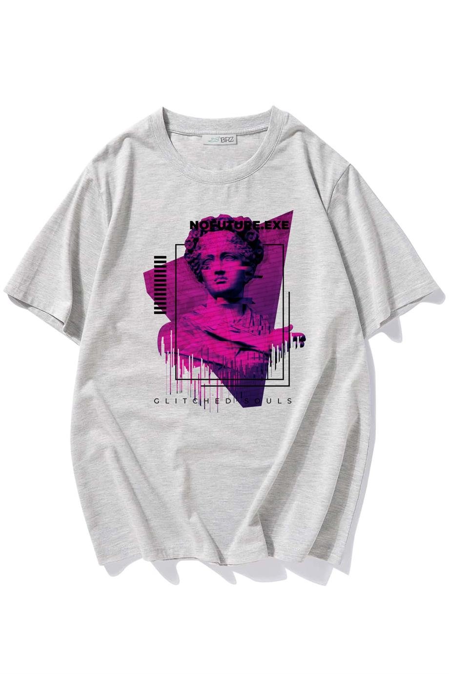 BRZ Collection Unisex Oversize Glitch Statue T-shirt