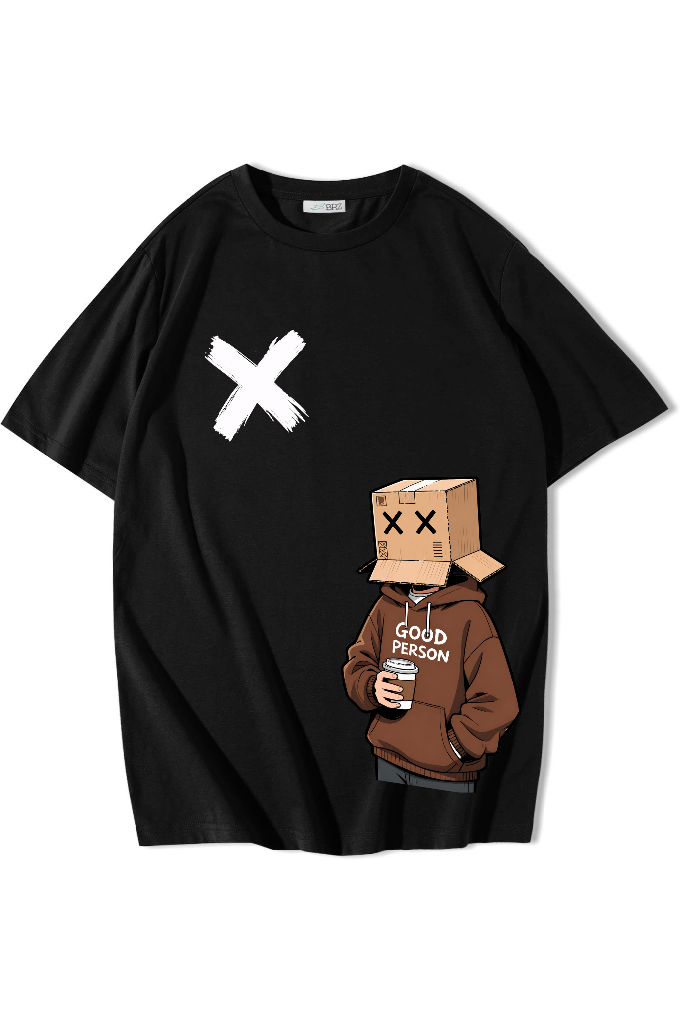 BRZ Collection Unisex Oversize Good Person T-shirt Siyah