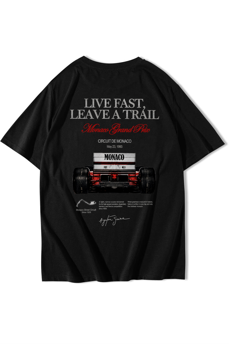 BRZ Collection Unisex Oversize Grand Prix Race Car Monaco T-shirt Siyah