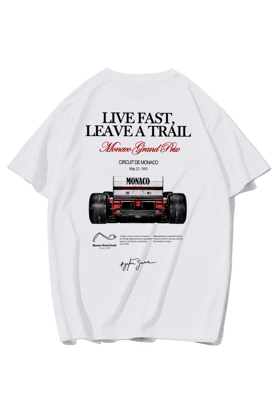 BRZ Collection Unisex Oversize Grand Prix Race Car Monaco T-shirt (BEYAZ)