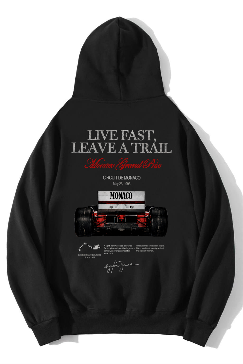 BRZ Collection Unisex Oversize Grand Prix Race Car Monaco Hoodie Siyah