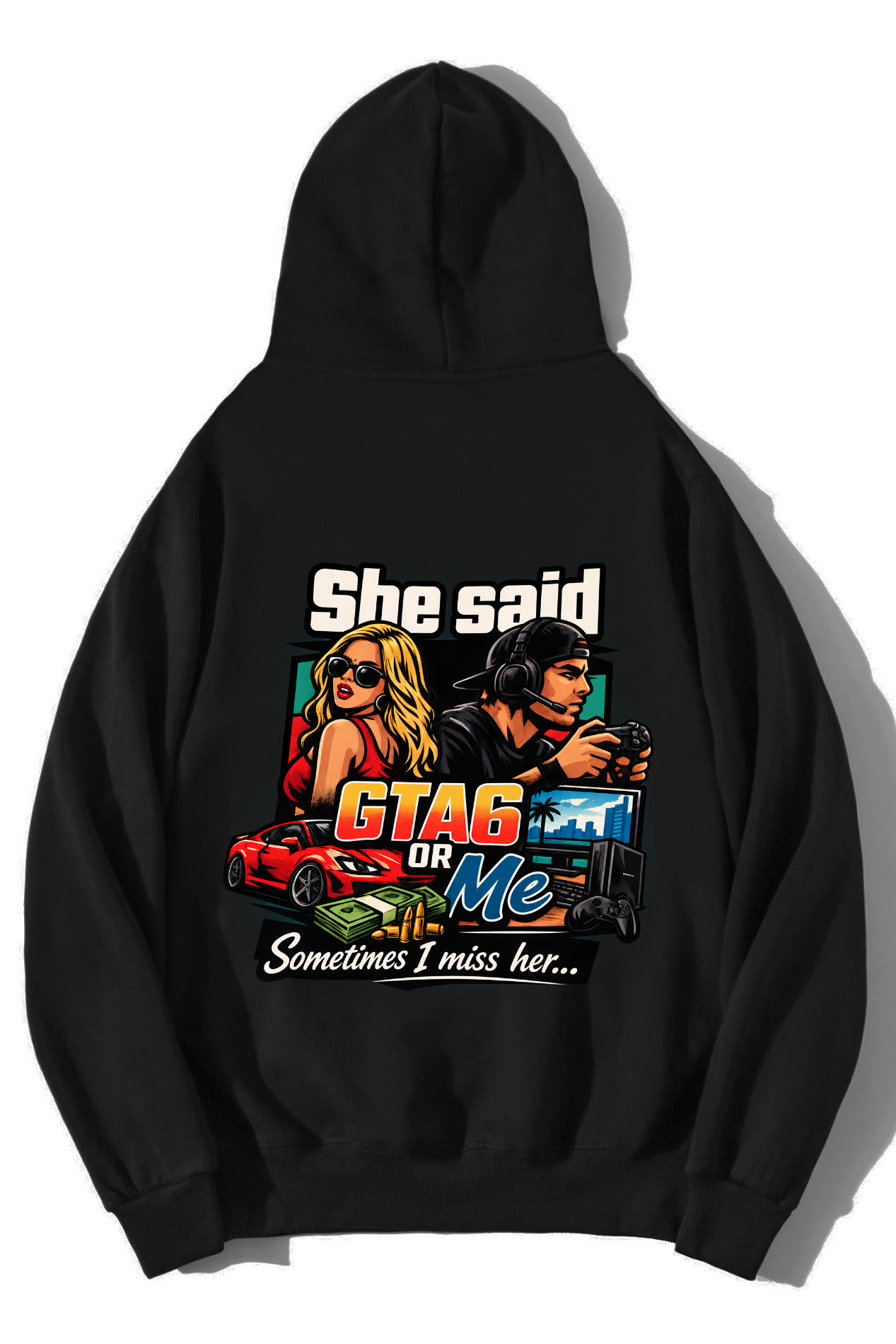 BRZ Collection Unisex Oversize GTA6 Or Me Hoodie Siyah