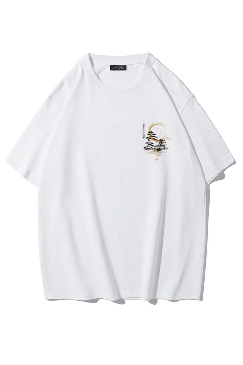 BRZ Collection Unisex Oversize Harmony In Silence T-shirt (BEYAZ)