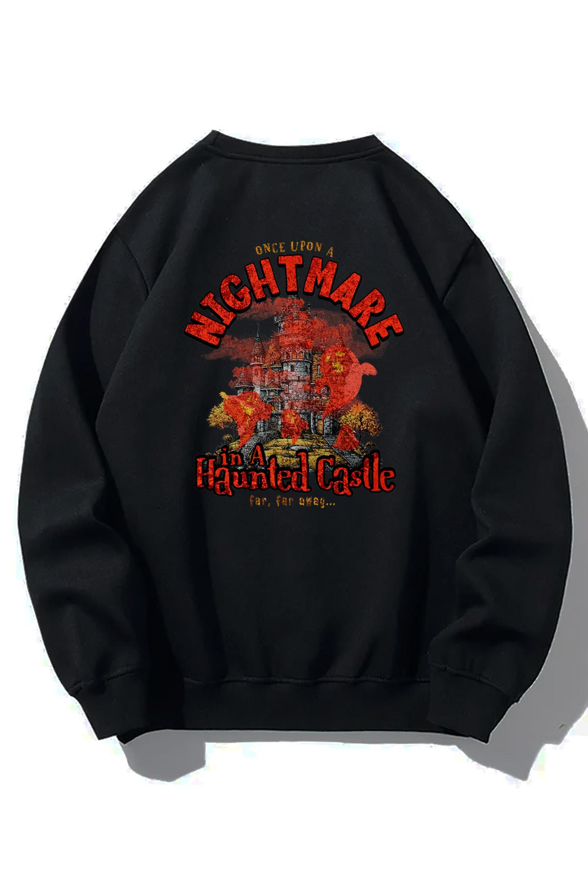 BRZ Collection Unisex Oversize Haunted Castle Sweatshirt