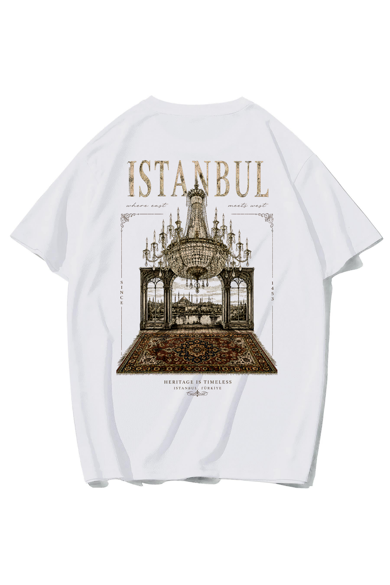 BRZ Collection Unisex Oversize Heritage Is Timeless Istanbul T-shirt (BEYAZ)